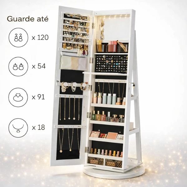 Espelho Organizador Giratório 360° com LED e Fechadura - 4